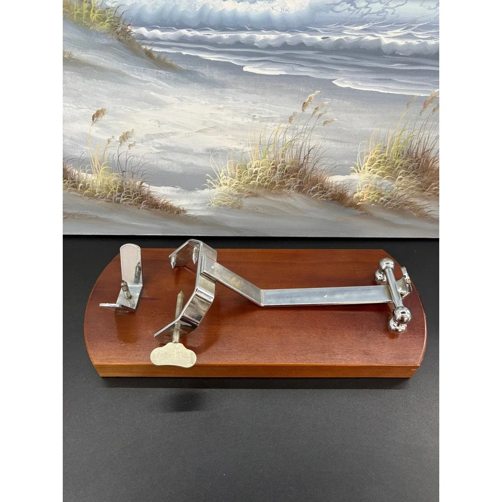 Vintage Jamonero Ham Holder Wood Base Chrome Carving Stand Meat Slicer Rack